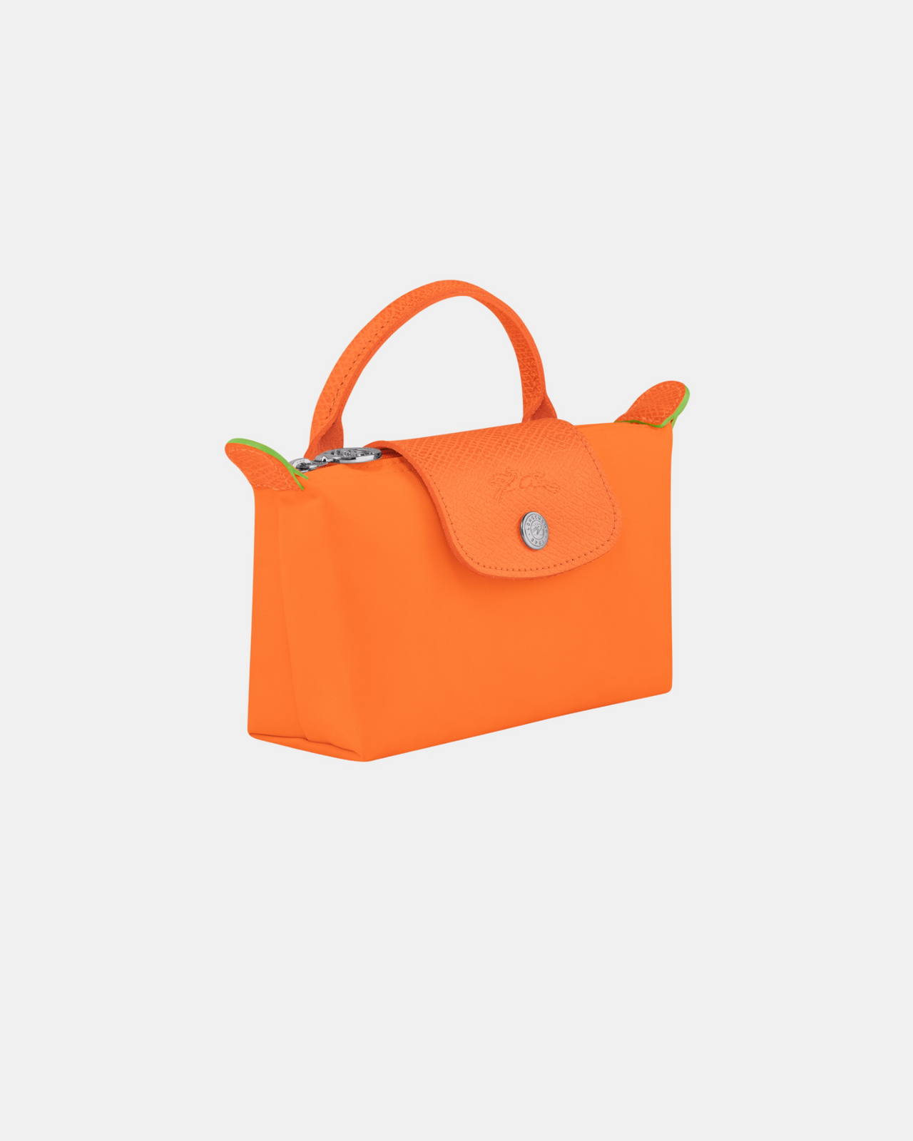 Longchamp Le Pliage Green Pouch with Handle - Orange - Recycled Canvas