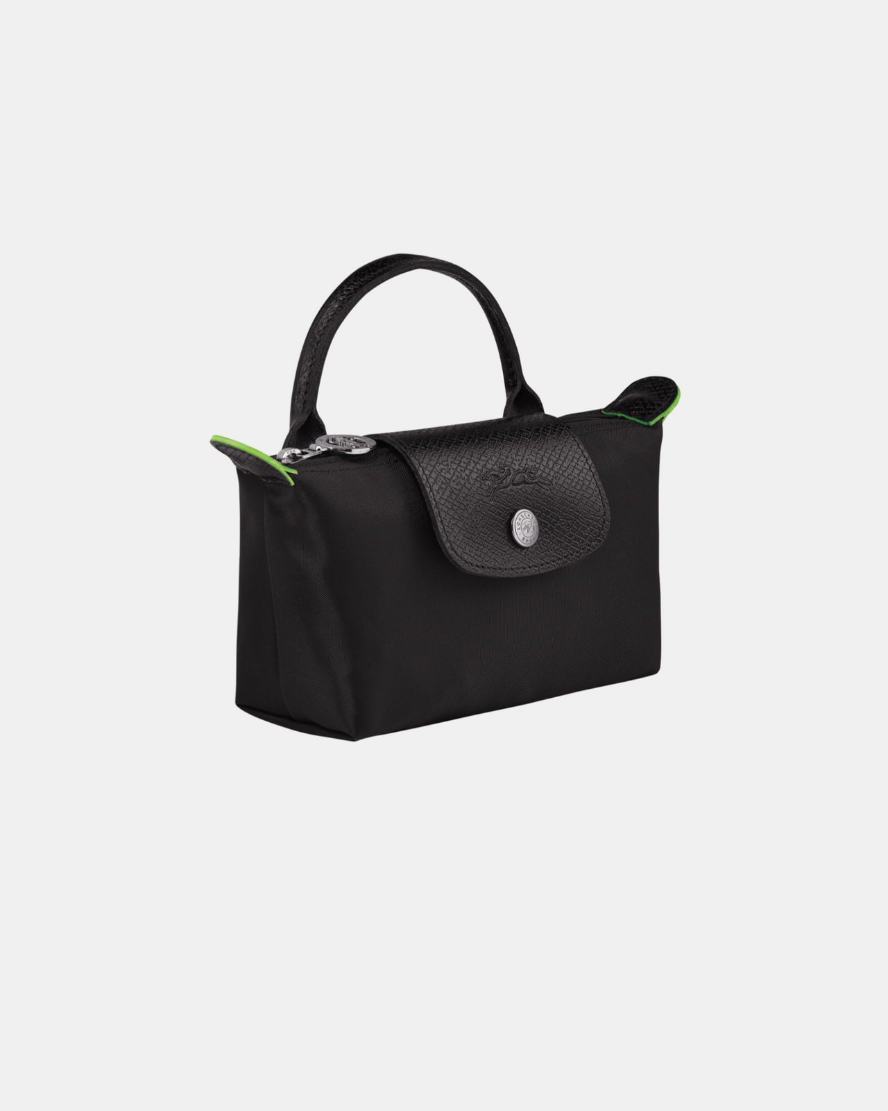 Longchamp Le Pliage Green Pouch with Handle - Black- Recycled Canvas
