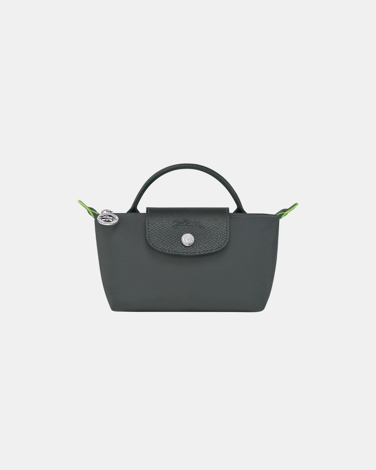 Longchamp Le Pliage Green Pouch with Handle - Graphite - Recycled Canvas