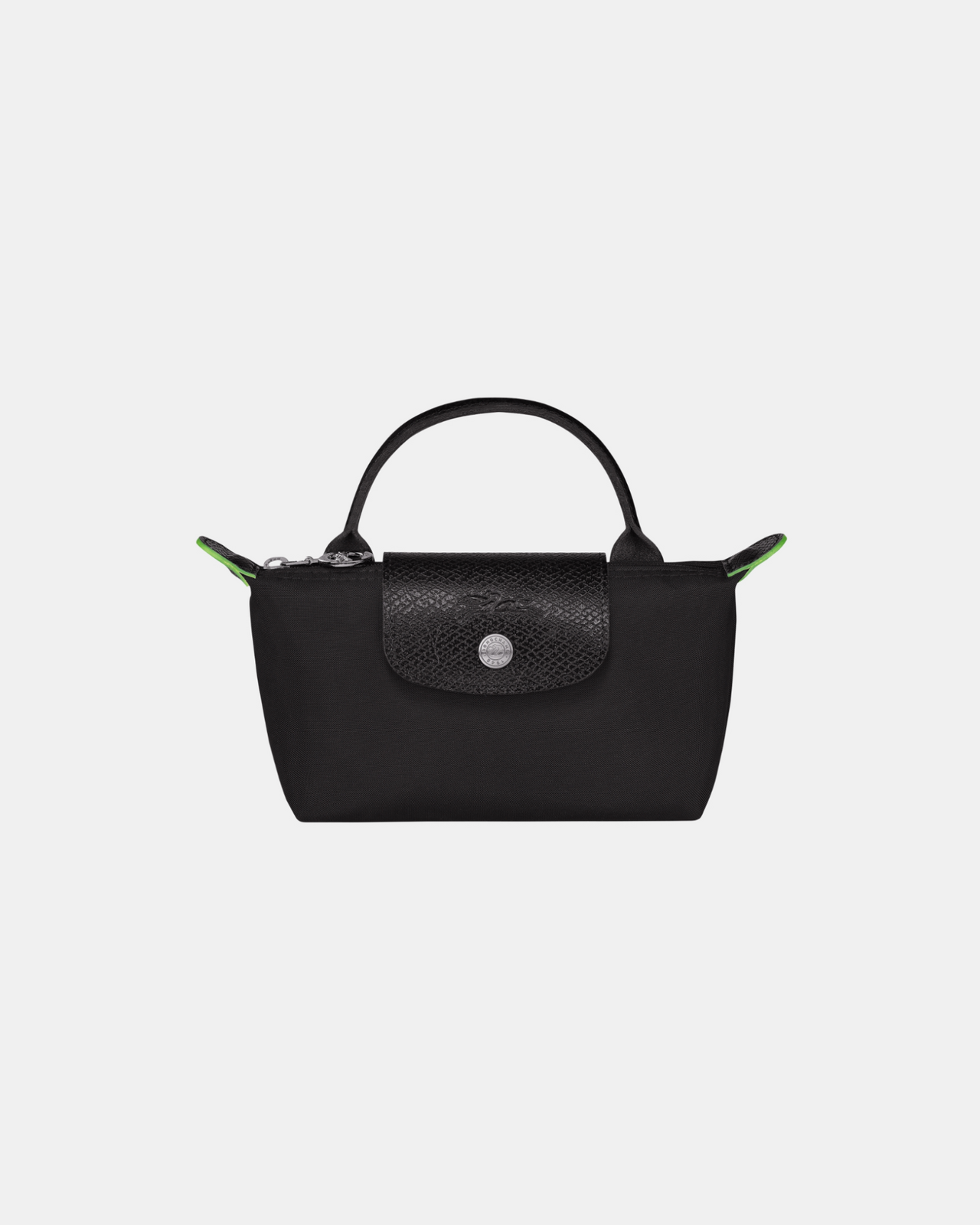 Longchamp Le Pliage Green Pouch with Handle - Black- Recycled Canvas
