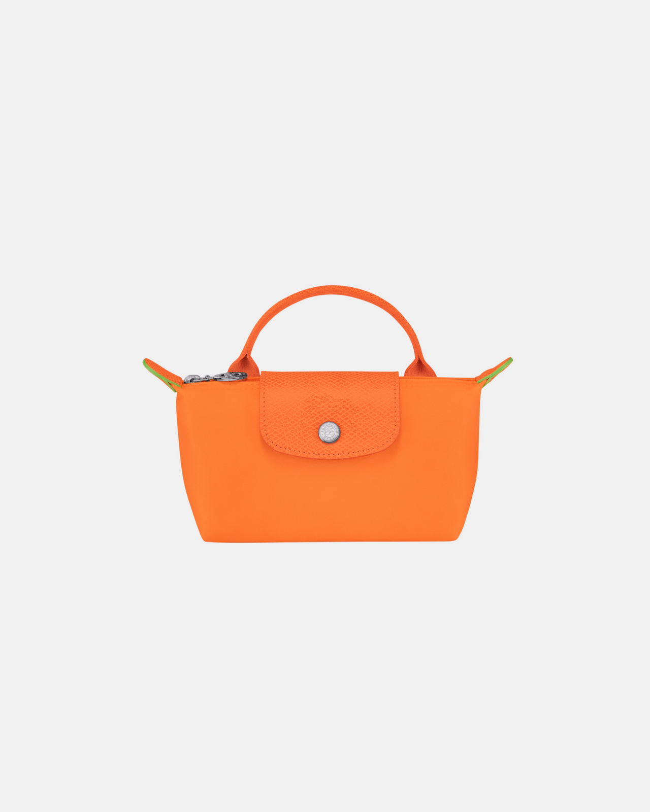 Longchamp Le Pliage Green Pouch with Handle - Orange - Recycled Canvas